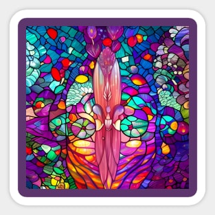 Beautiful Colorful Stained Glass Roses Sticker